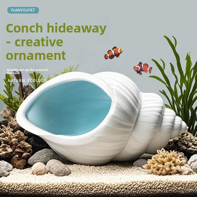 Aquarium Fish Parrot - Ceramic Fish and Shrimp Hideout -