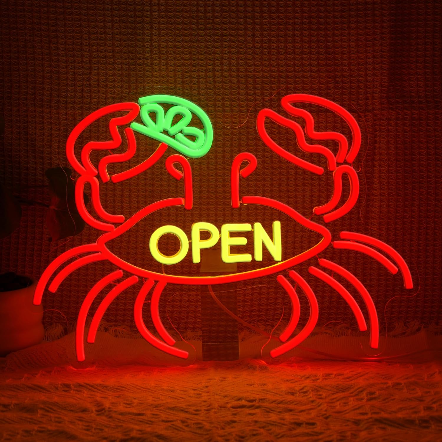 Aquarium Fish Market - Crab Open Neon Sign USB Powered